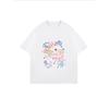 White Oversized T Shirt With Colorful Dinosaur And Heart Print For Casual Wear