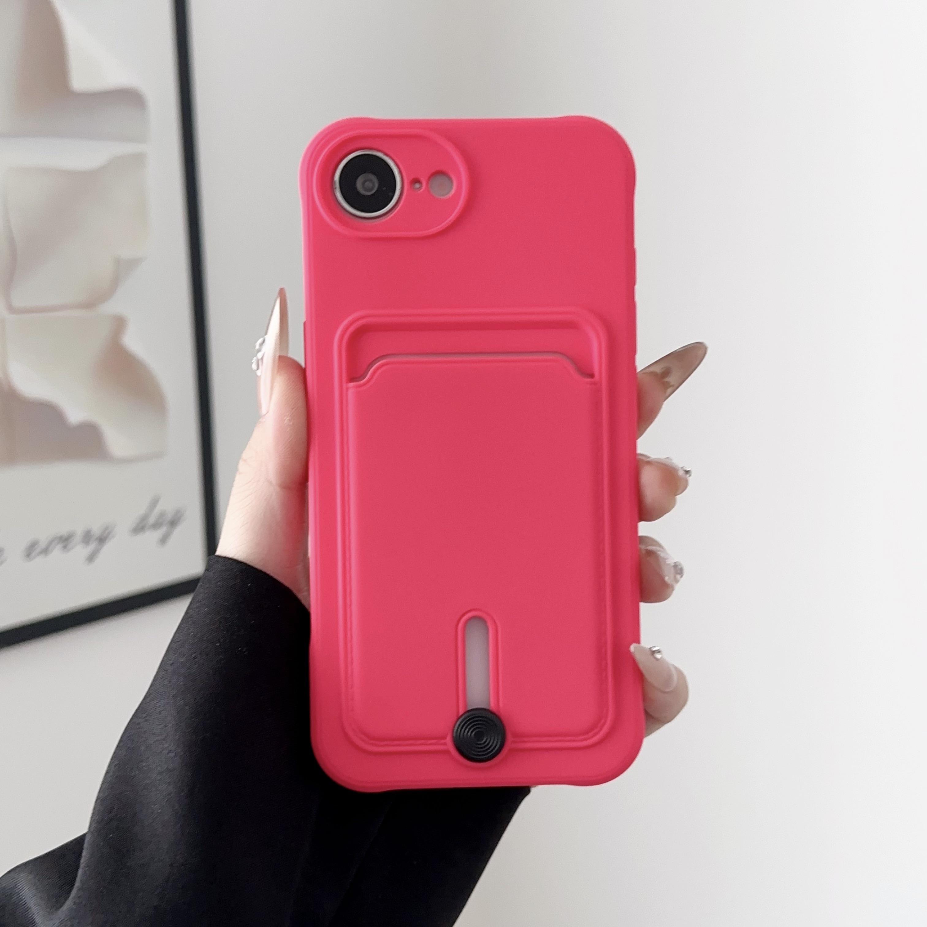 

Чехол-кошелек с держателем для карт и слотом для iPhone 16E 16plus 16 pro max, ударопрочный, мягкий, матовый, силиконовый, однотонный, задняя крышка for iphone 16E розы красного