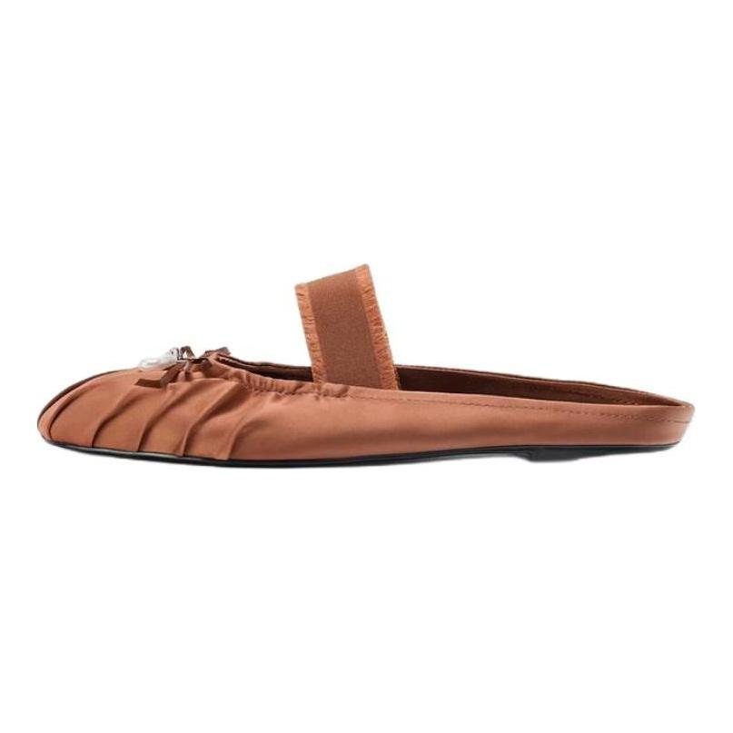 Zara Fashion Slip-On Anti-Wear Closed-Toe Slippers Women slippers Rust-Brown 3596610708