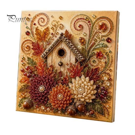 Thanksgiving Home Decor Autumn Faux Pearl Painting Kit, Fall Theme Art DIY Kit for Festive Seasonal Craft Kits Adults, Fox Pumpkin 3D Set Decor,