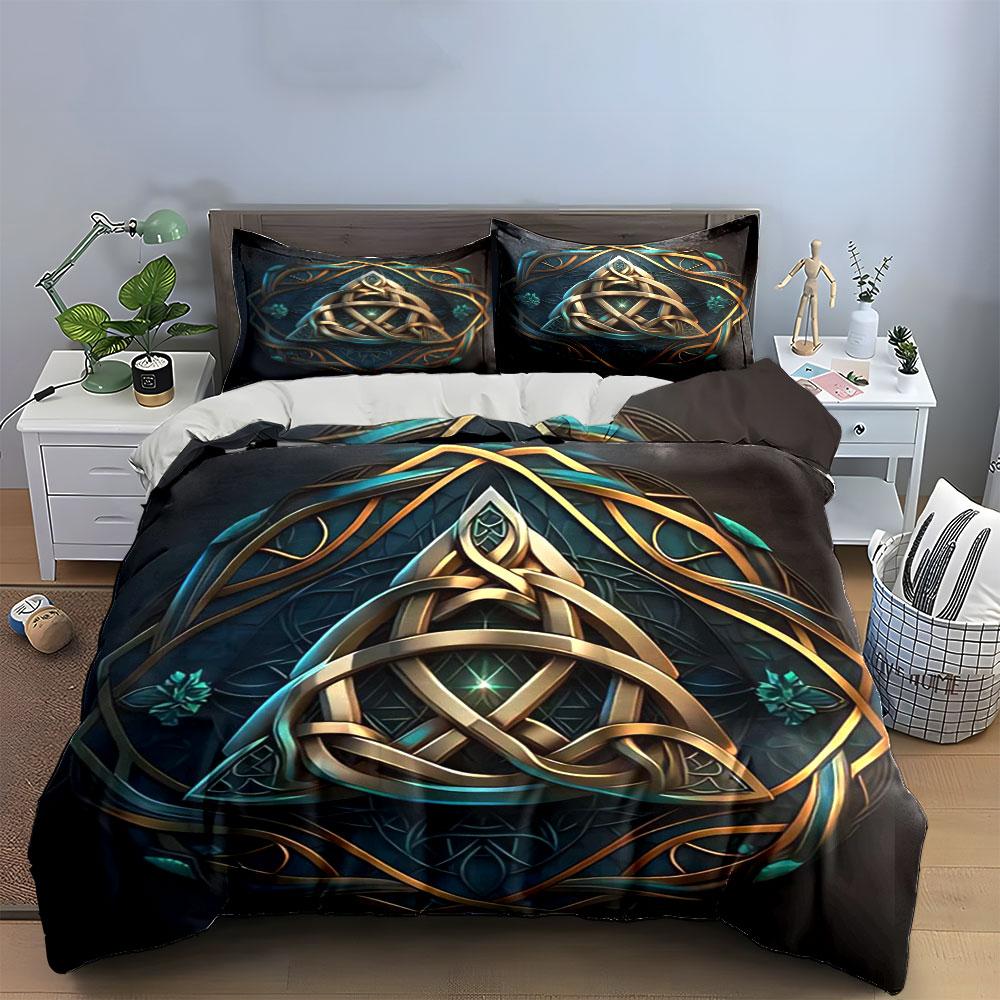 "Celtic Knot Decor Set" Bedding Set with 1 Duvet Cover 2 Pillowcases Single Double King Queen Gift