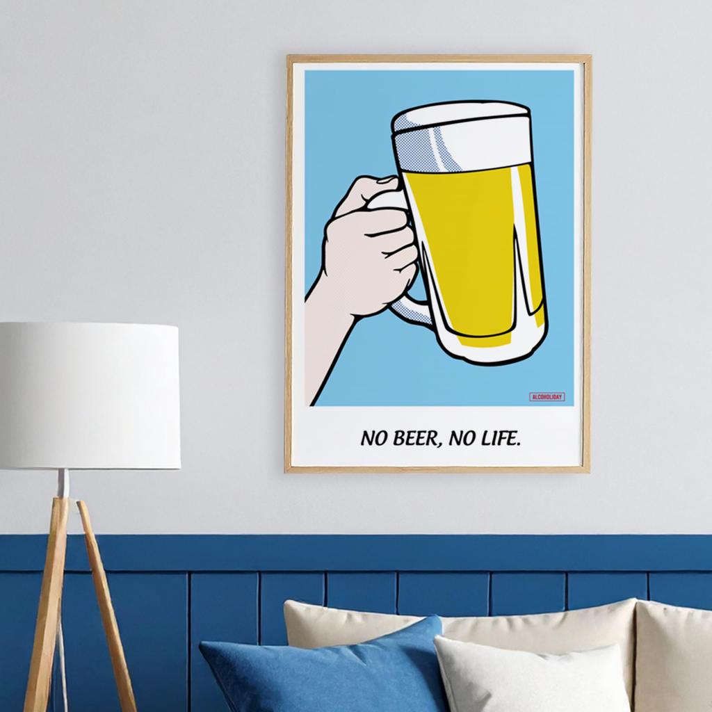 ALCOHOLIDAY Art Stilvoll Pop No No Life Poster, Poster, A2, Interieur, Skandinavisch, Alkohol, Bier, Kunst, Bier,