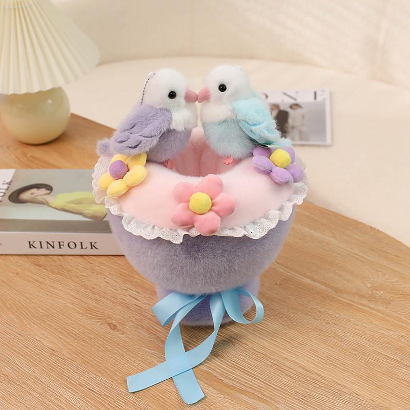 Jouet Peluche Bouquet d'Oiseaux Support Magnétique pour Épaule Pigeons Perroquets Cadeau Pour Femmes