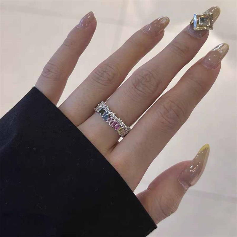 Japan And South Korea Simple Candy Rainbow Color Ring Women'S Sweet Gift Style Light Luxury High Sense Versatile Jewelry