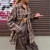 Spring New Retro Plaid Shirt Women's Long Design Fashionable Loose Top