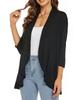 Cardigan stampato in tinta unita, nuovo per primavera e autunno, con maniche a sette quarti e top arricciato