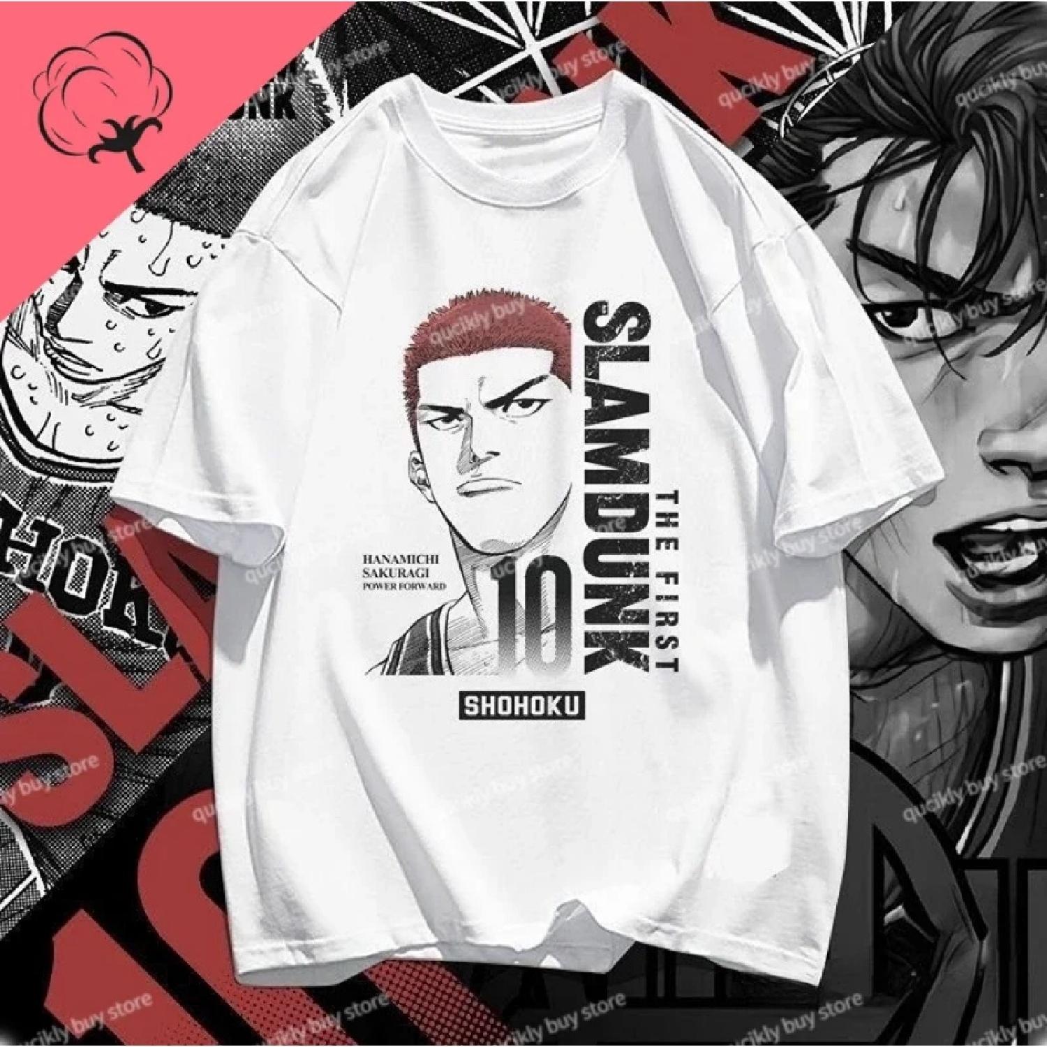 Japanese Anime Slam Dunk Shohoku Basket Ball Team T-Shirt Cosplay Unisex Clothes Top Streetwear Sakuragi Hanamichi Print T Shirt XXXXXL белый