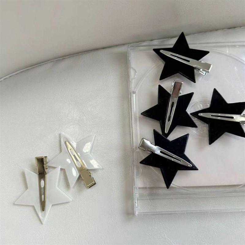 5Pieces No Bend Hair Clip No Crease Hair Clip Acrylic Star Hairpin Sweet Cool Y2K Duckbill Hair Barrettes for Women
