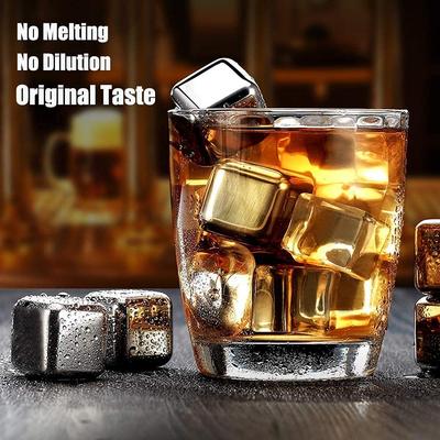 Conjunto de Cubos de Gelo de Aço Inoxidável Grau Alimentício Reutilizável Congelamento Rápido Gelo Para Cubos Suco Cerveja Vinho Whisky Cooler Pedras Ferramenta de Bar