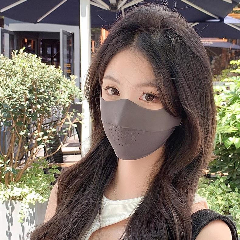 Damen 3D Nahtlose Sonnenschutzmaske - Eisseide, Atmungsaktiv, UV-Beständig, Augenschutz