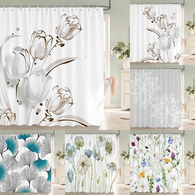 JY01Flower Shower Curtain Bathroom Waterproof Polyester Shower Curtain Floral Printing Curtains for Bathroom Shower with Hooks@1
