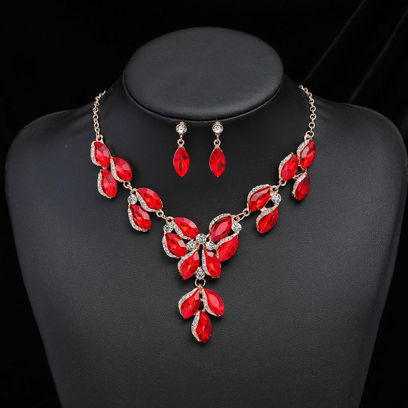 Accessories, Necklaces, Earrings, Sets For Women, Retro Electroplated Alloys, Exaggerated Artificial Gemstones.