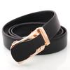 Men's Genuine Leather Belt with Frosted Automatic Buckle - Stylish Alloy Design