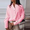 Women Stand Collar Long Sleeve Metal Button Solid Casual Blouse Shirt Top
