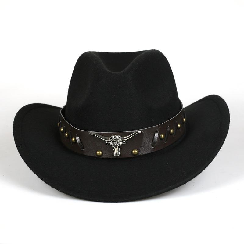 Cowboy hat retro jazz hat western cowboy woolen top hat felt hat retro imitation sheep hat cowboy hat