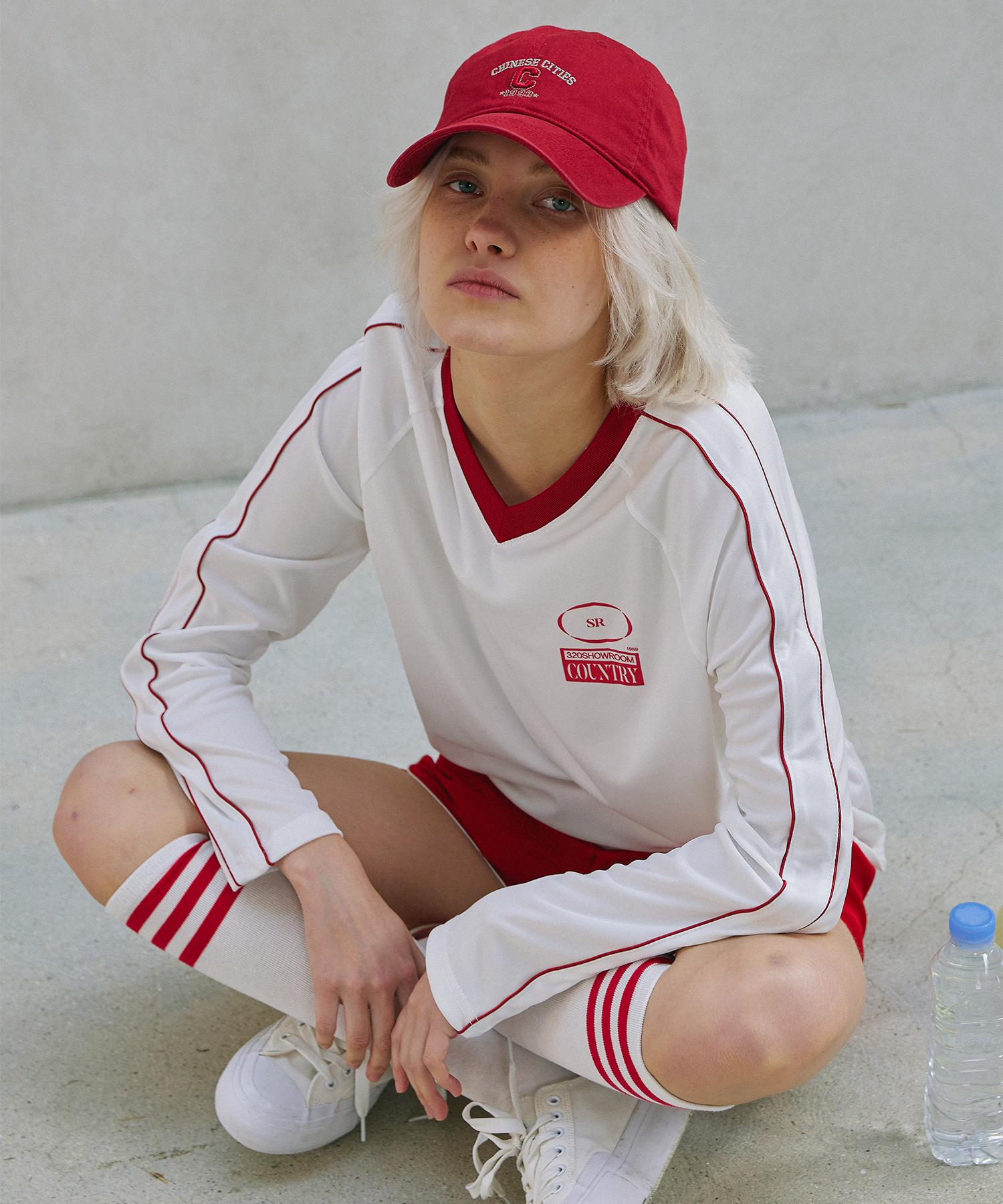 320 Showroom Vneck Sporty Heritage Logo Jersey Long Sleeve Ivory Ivory/Free