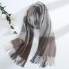 Soft Knitted Wool Scarf Wool Long Neckscarf with Tassel Large Classic Plaid Scarf  Winter
