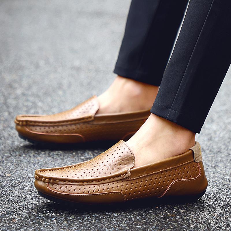 

Fashion Summer Classic Men Casual Shoes Brand Formal Business Fashion Genuine Leather Breathable Outdoor Walking Loafers Shoe Large Size 38