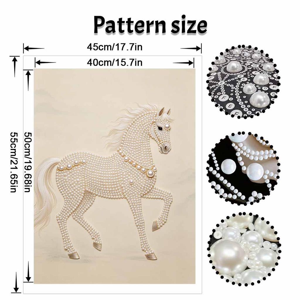 5D DIY Pearl Diamond Painting Kit Majestic Horse Full Drill Embroidery Mosaic Art Home Wall Decor Gift