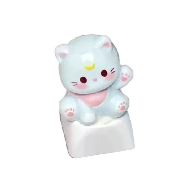 3D Mechanical Keyboards Creative Cartoon Cats Head Gamer Keyboards Keycaps for Office Decompression