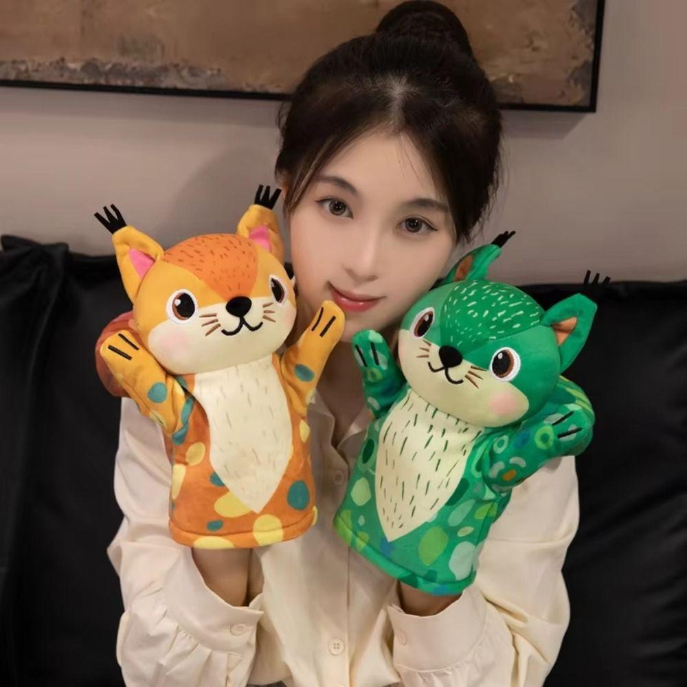 Movable Mouth Stuffed Plush Squirrel Toys Squirrel Hand Finger Story Puppet  Story Time