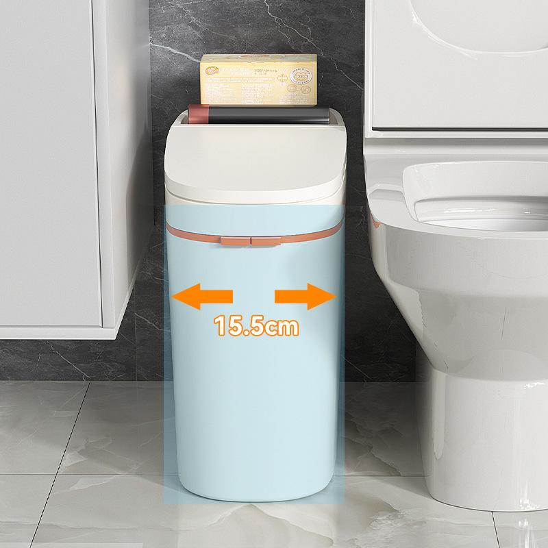 15-liter Fashionable Trash Can with Lid - One-click Lid Opening Design, Effectively Sealing Off Odors