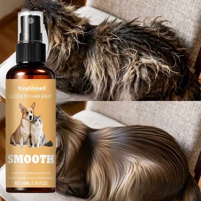 BUY 1 GET 2 FREE KineShineX Pet Coat Conditioning Spray for Dogs & Cats - Non-Greasy Hair Softening, Shinier Fur & Leave-In Detangling Care