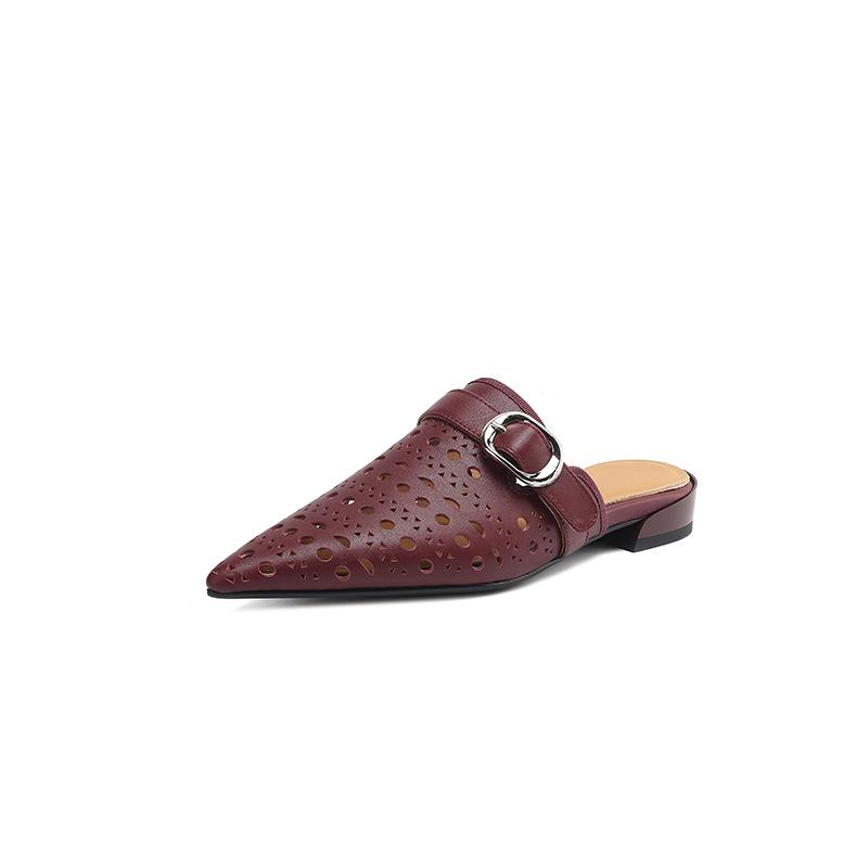 Fashion Women's Mueller Slippers Pointed Toe Slingback Stiletto Heels Sandals 2025 Summer New Low-heel Shoes for Woman Slides Women