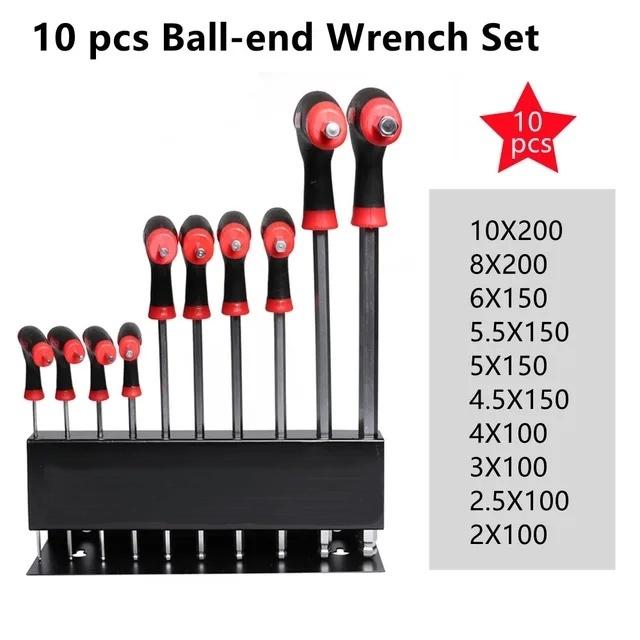 10PCS T-Handle Hex Key Allen Wrench Tool Set Star T-Handle torx Key Set with Convenient Storage Stand Spanner Screwdriver Tool