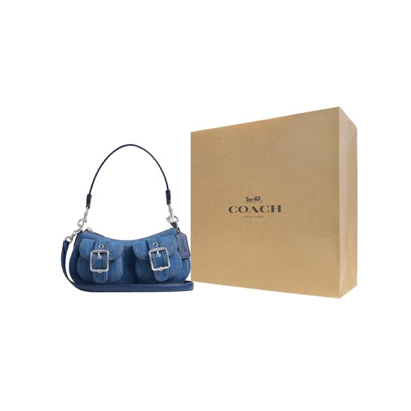 COACH Ashton 25 Silver Hardware Multifunctional Fabric Shoulder Crossbody Tote Medium Women's Indigo