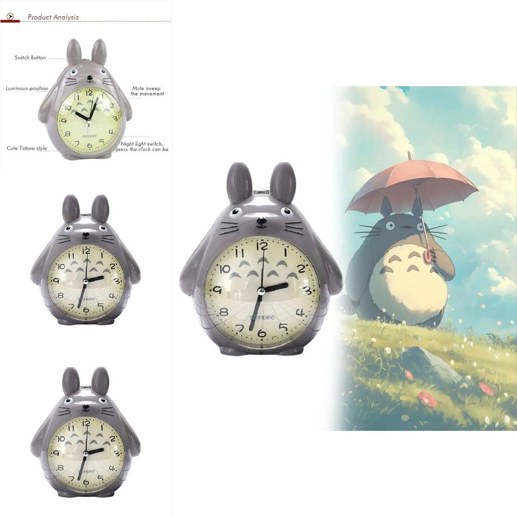 Mein Nachbar Totoro Kinder-Cartoon-Wecker mit leisem Nachtlicht für die Schlafzimmerdekoration