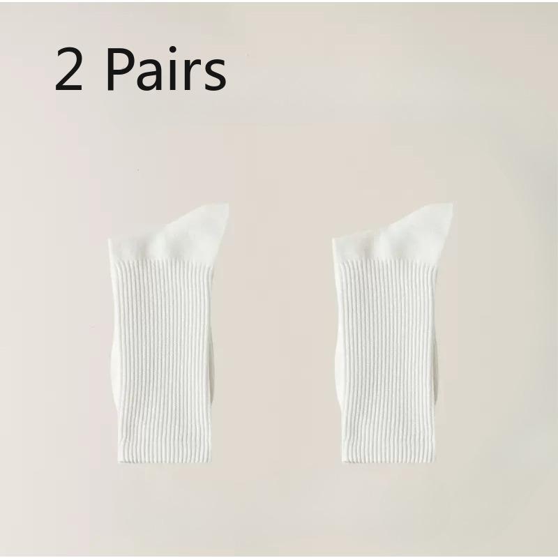 2 Pairs of Socks, Men's Mid-calf Socks, Pure Cotton Antibacterial Boneless Socks, Anti-odor Breathable Sports Socks, Autumn and Winter Long Calf Socks