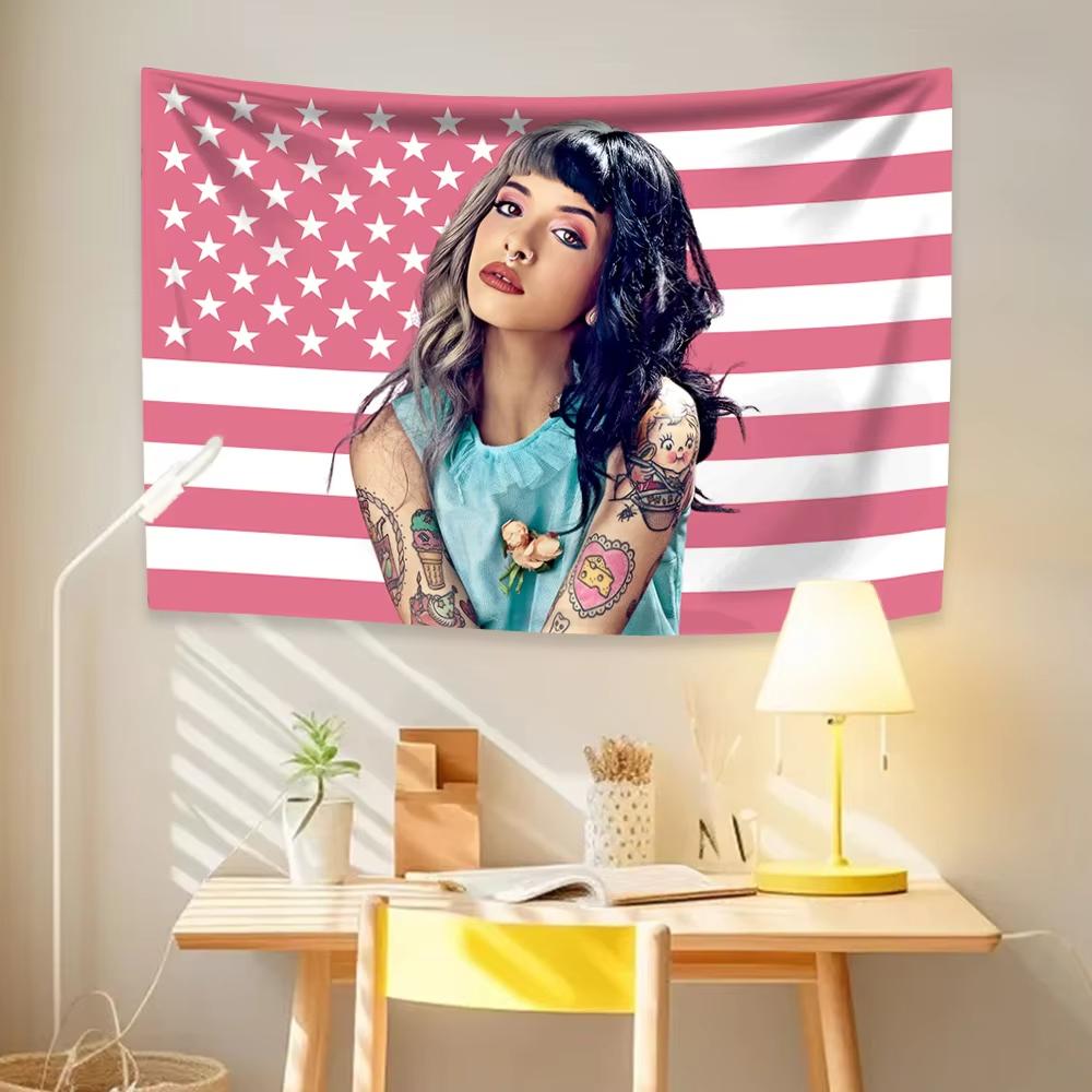 

Melanie Martinez American Flag Tapestry Pop Star Wall Hanging for Home Dorm Room Fan Party Concert Decor Flat Print 74x94cm(29x37in)