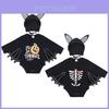 Adorable costume de chauve-souris Halloween Cosplay pour bébé garçon fille tout-petit, ensemble barboteuse avec chapeau