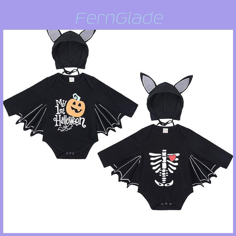 Adorable costume de chauve-souris Halloween Cosplay pour bébé garçon fille tout-petit, ensemble barboteuse avec chapeau