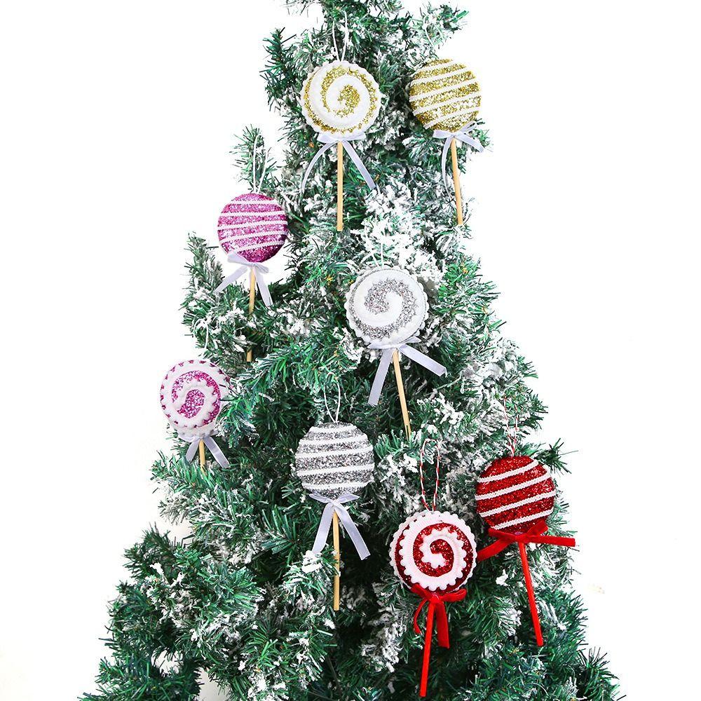Large Sequins Lollipop Ornament Cartoon Xmas Candy Hanging Decor  Winter Home Decor