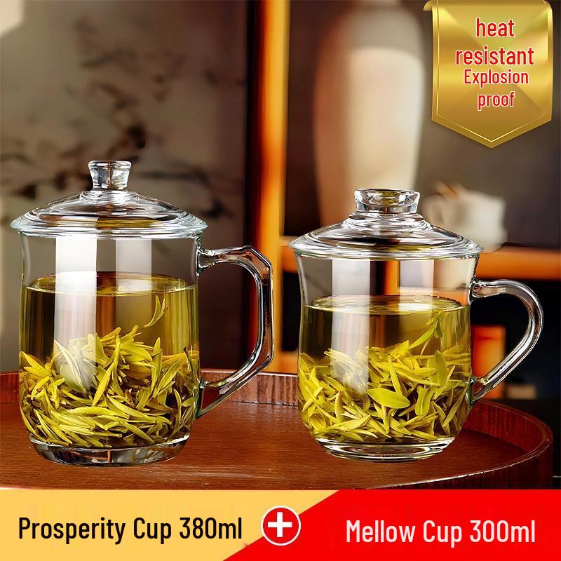 HANDUNYOU Heat-Resistant Glass Mug with Lid