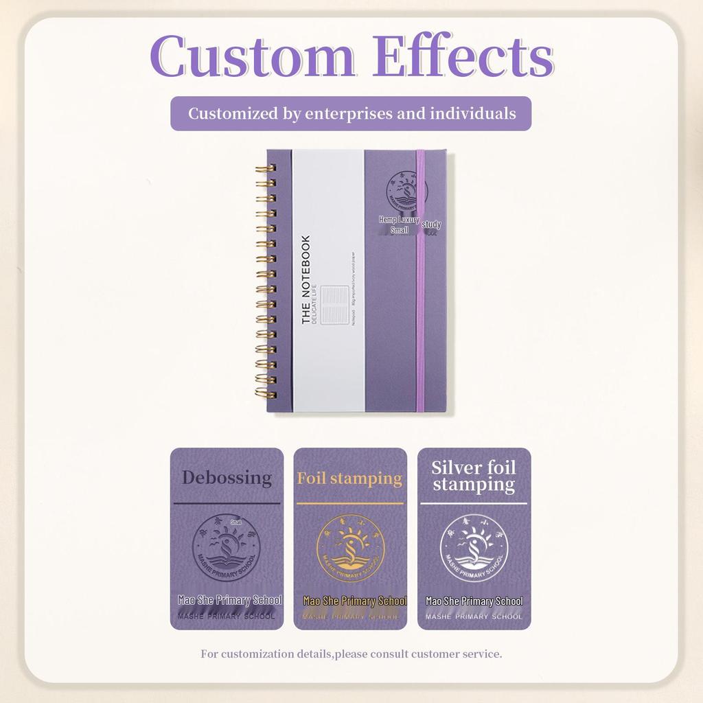200-Page Thickened Hardcover Spiral Notebook with Horizontal Lines for Office & Study