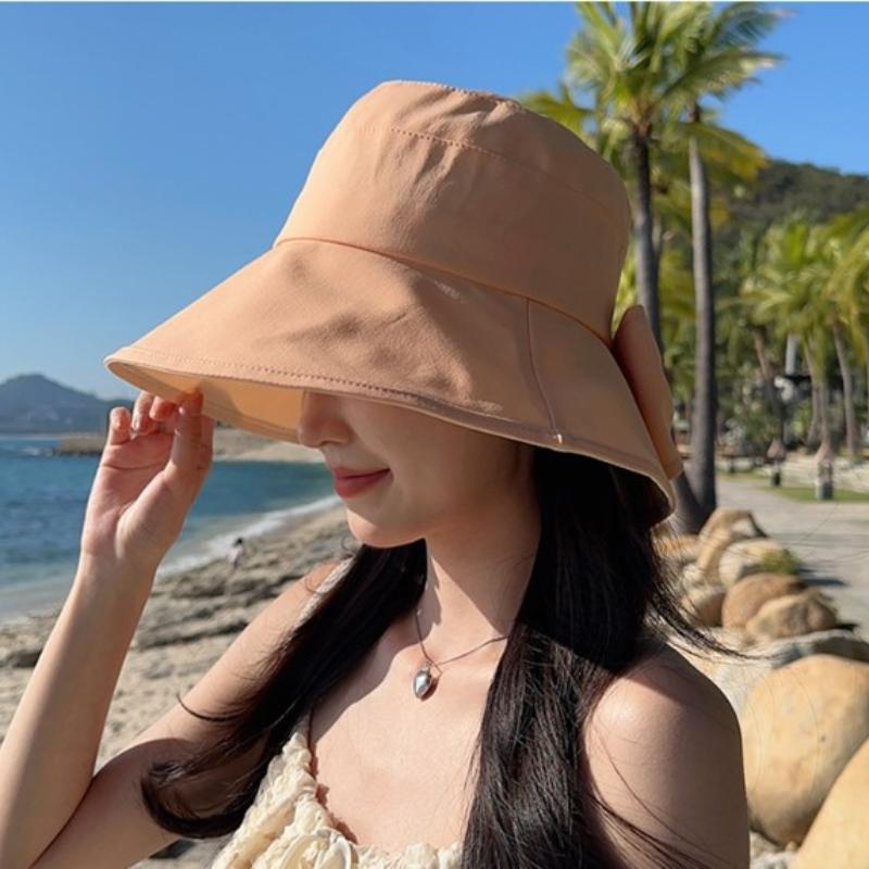 Spring and Summer Women's New Bowknot Fisherman Hat Suitable for Outdoor Travel Multi-Function Sunshade Cap and Sunscreen Cap