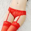 Full Lace Sexy Perspective Garter Stockings Set Ultra-thin Temptation Hot One-piece Garter Panties Women