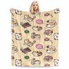 Cute Cartoon Cats with Toys Pattern Flannel Blanket for Bedroom, Living Room, Sofa, and Nap