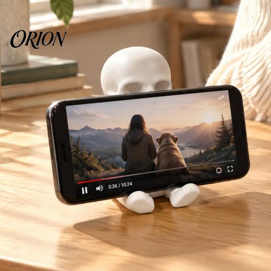 Hands Free Movie Viewing Stand 3D Printed Skeleton Phone Stand, Rack, Gothic Stable Smartphone Cradle Skull Cell Holder for Desk Desktop Figure