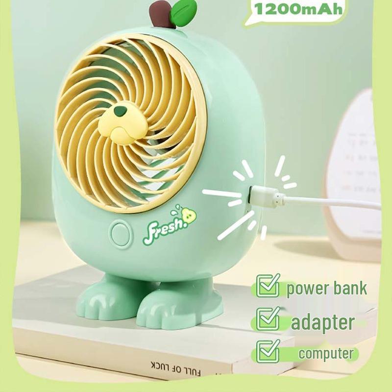 USB Rechargeable Cartoon Small Desktop Fan - Quiet for Dorms & Offices