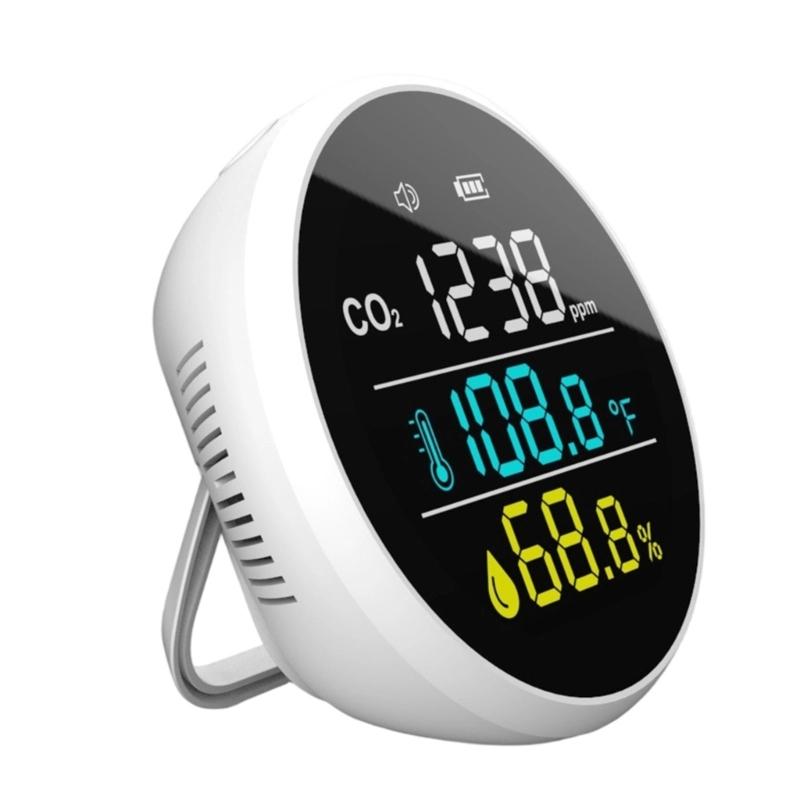 Indoor Air Quality Monitor CO2 Tester Meter Hygrometer With Temperature Dampness Measurement And Wall Mountable Design