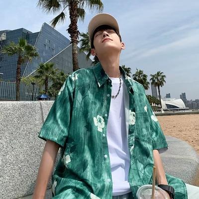 Camisa fina de verão para adolescentes de manga curta por cima, camisa casual masculina estilo Hong Kong, jaqueta legal da versão coreana da moda