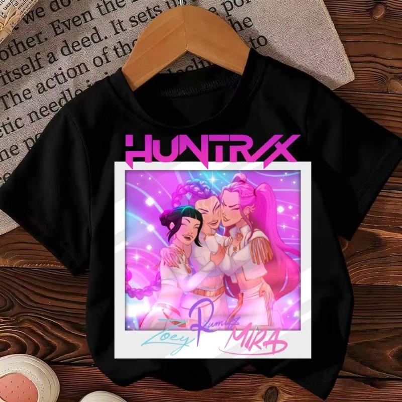Harajuku Child Clothes Fashion Kids T-Shirt Girls Boys Clothing Kpop Demon Hunter HuntrX Graphic Short Sleeve Tees Tops/
