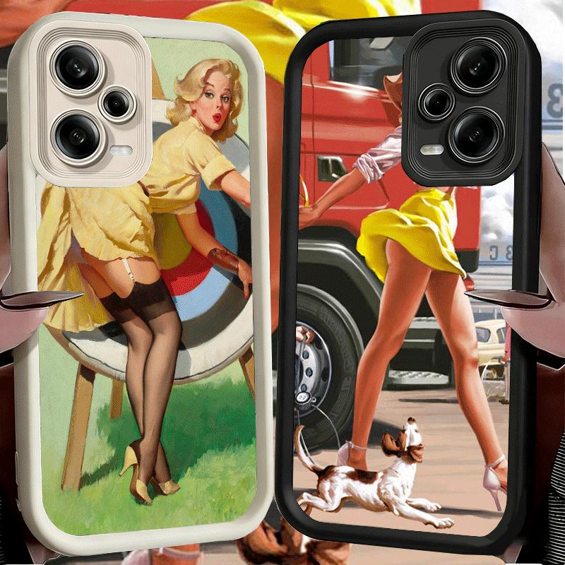 Retro Poster Style Pin Up Girls Soft Phone Case for Xiaomi Redmi Note 15 14 13 12 11 Pro Plus 10S 11S 4G 11T 5G Shell Silicone F