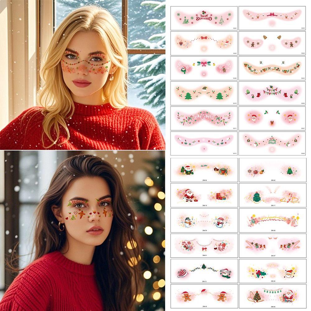 12pcs Art Decals Christmas Makeup Stickers Face Style Eye Makeup Design Eye Makeup Sticker Face Stickers Christmas Party