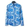 Men's Vintage Floral Printed Long Sleeve Oxford Shirt Breathable Wrinkle Free Casual Business Dress Shirt Button Down Solid Color