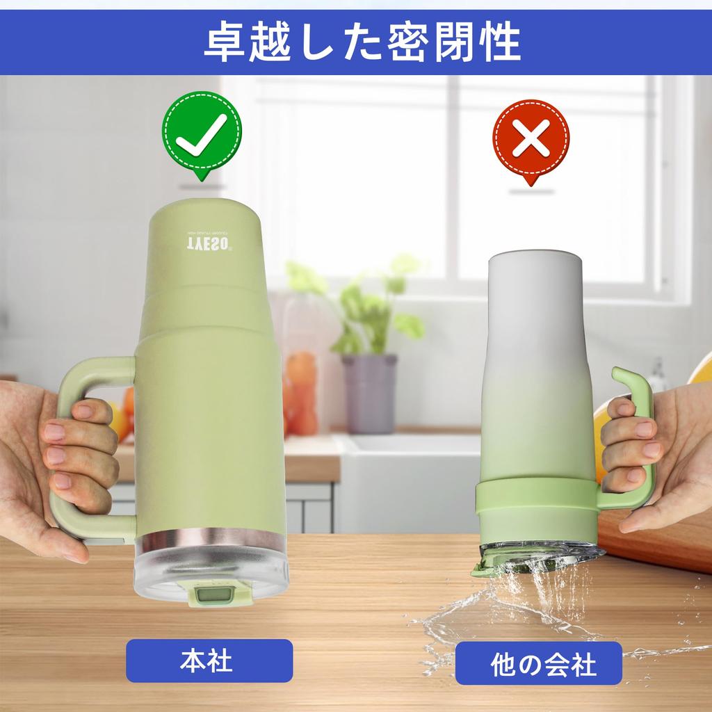 TYESO Tumbler Water Bottle Cold Insulated Stainless Steel Bottle Water Bottle with Straw Handle Mug Outdoor Vacuum Insulated Double Structure Wide